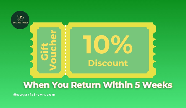 Get 10% OFF when you return within 5 weeks.